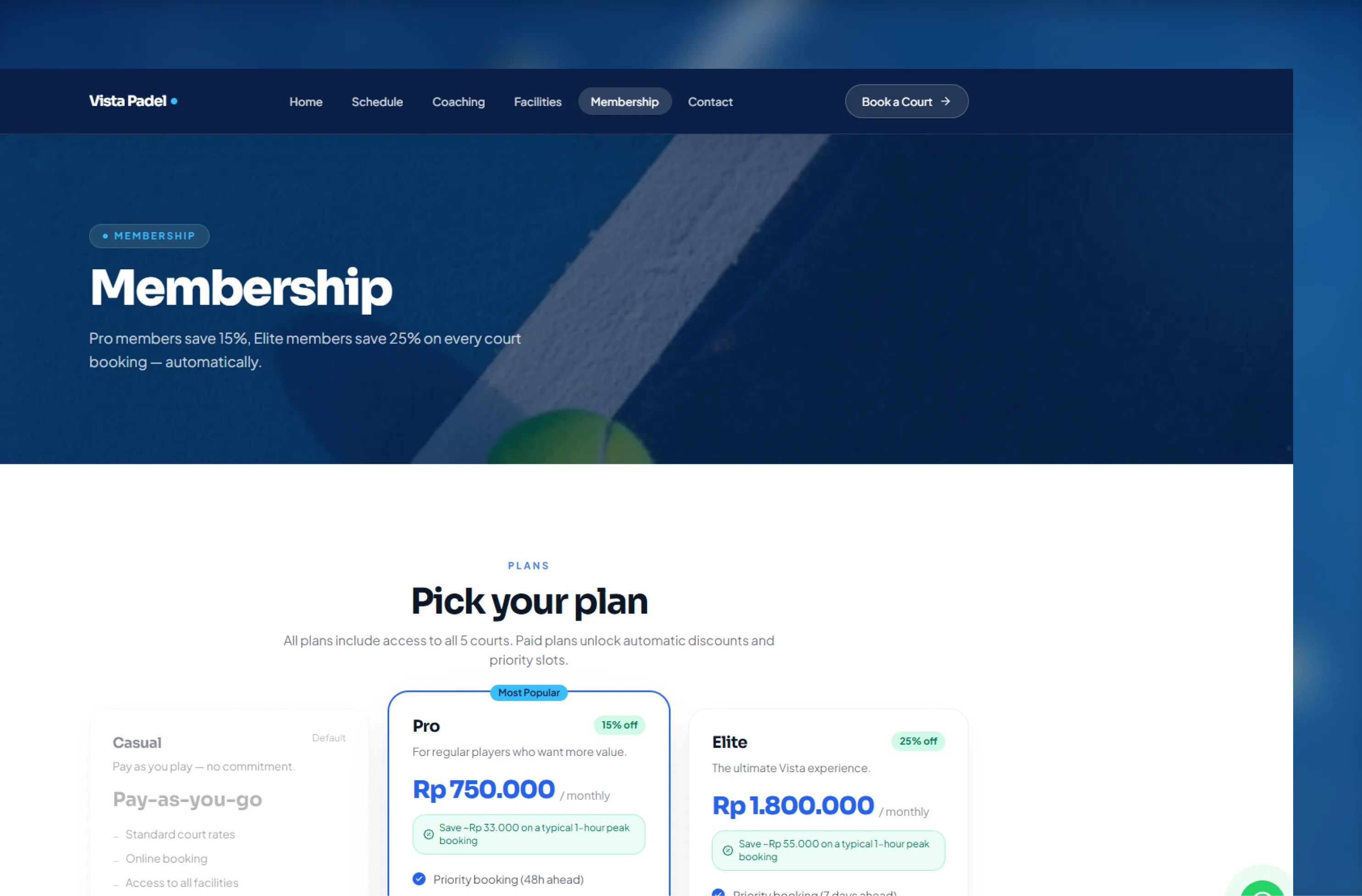 Vista Padel Club — Premium Court Booking & Club Management Platform — 3
