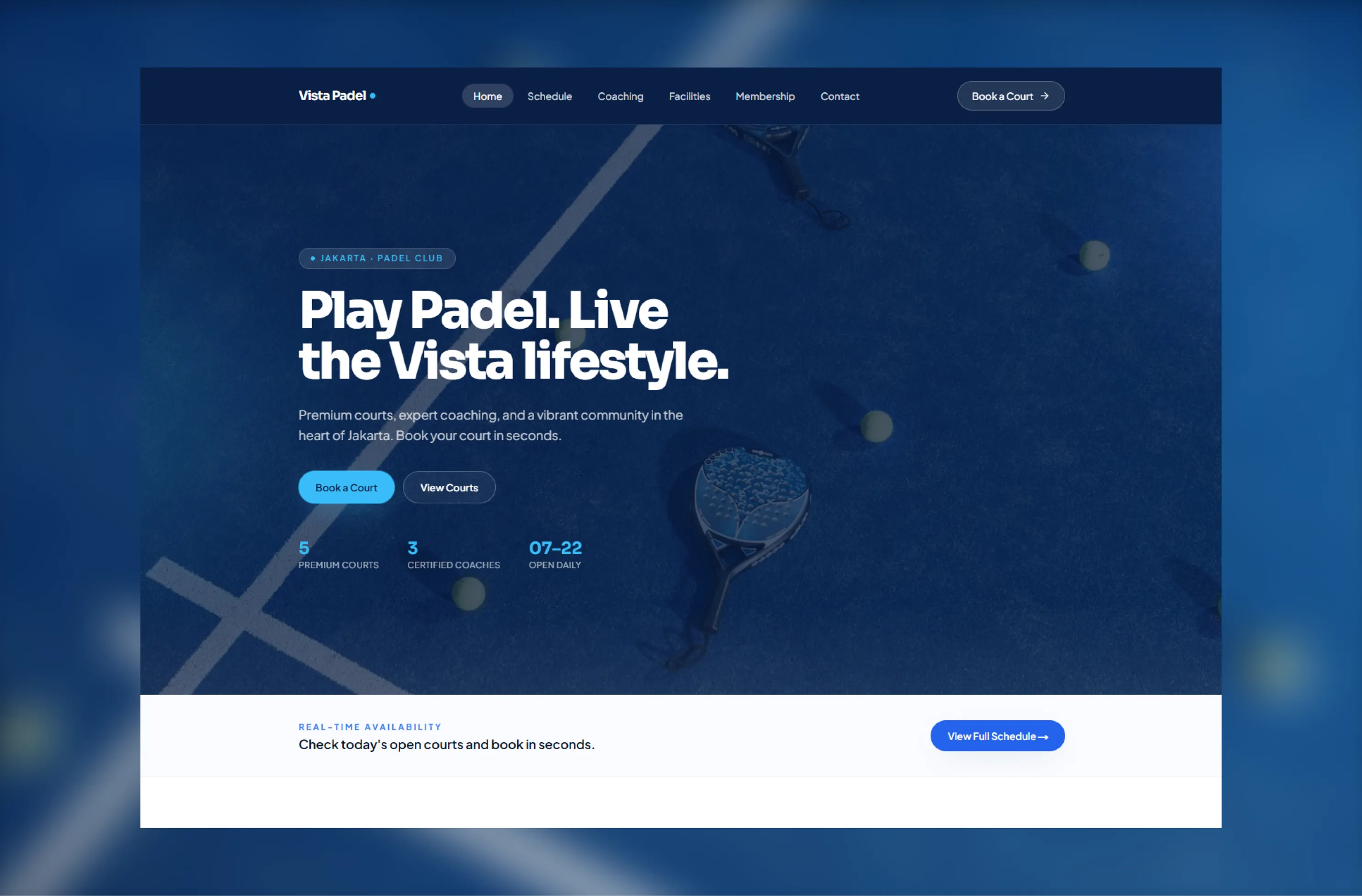 Vista Padel Club — Premium Court Booking & Club Management Platform — 1
